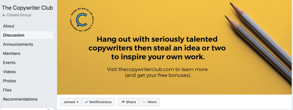 Copy Club FB Group